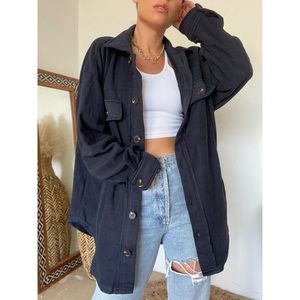 Navy Fleece Oversized Shacket